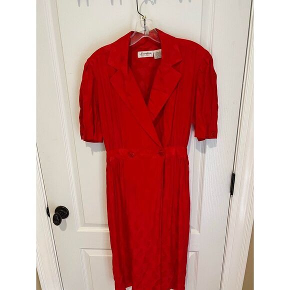 Vintage Liz Claiborne 100% silk red dress size 4 - Picture 3 of 10